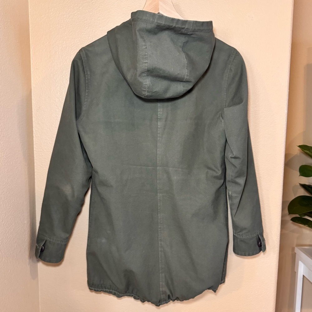 Bridge & Burn Long 💯% Cotton Hooded Button Up Jacket Women’s size small - Picture 3 of 14